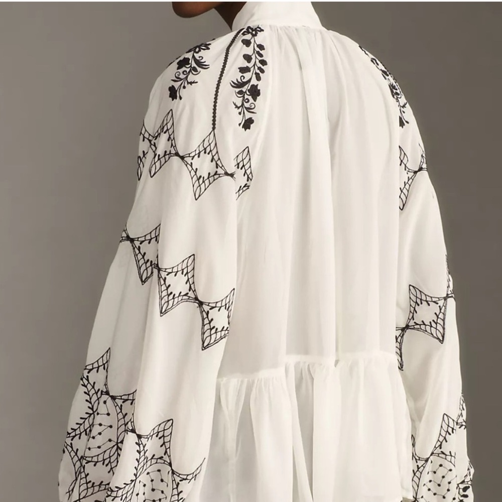 BY ANTHROPOLOGIE LONG-SLEEVE TIE-NECK EMBROIDERED
BLOUSE - Picture 5 of 11